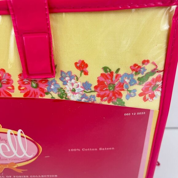 Cynthia Rowley Double Full Sheet Set Yellow Floral Cotton Sateen - Picture 6 of 9